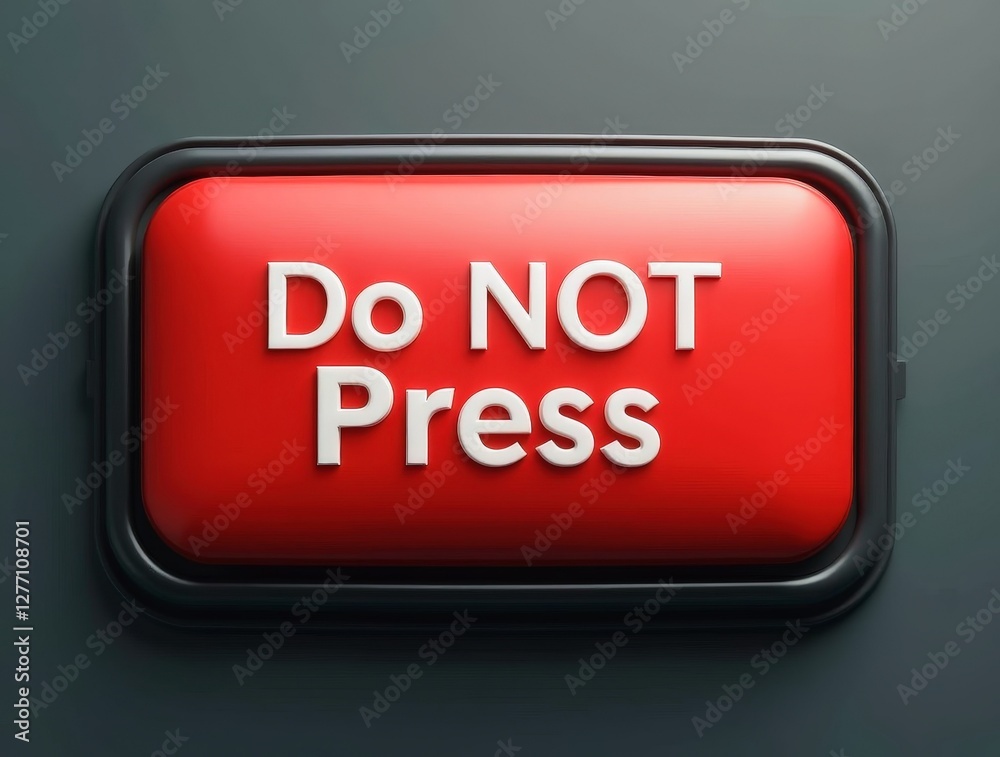 Red button showing do not press warning message Red button showing do not press warning message