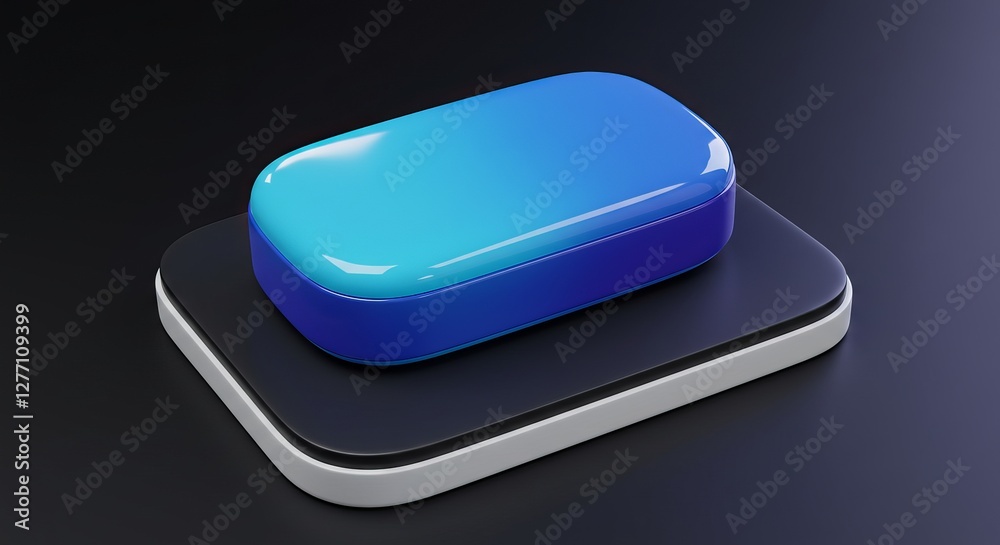 Futuristic blue object on stacked geometric black and white background Futuristic blue object on stacked geometric black and white background