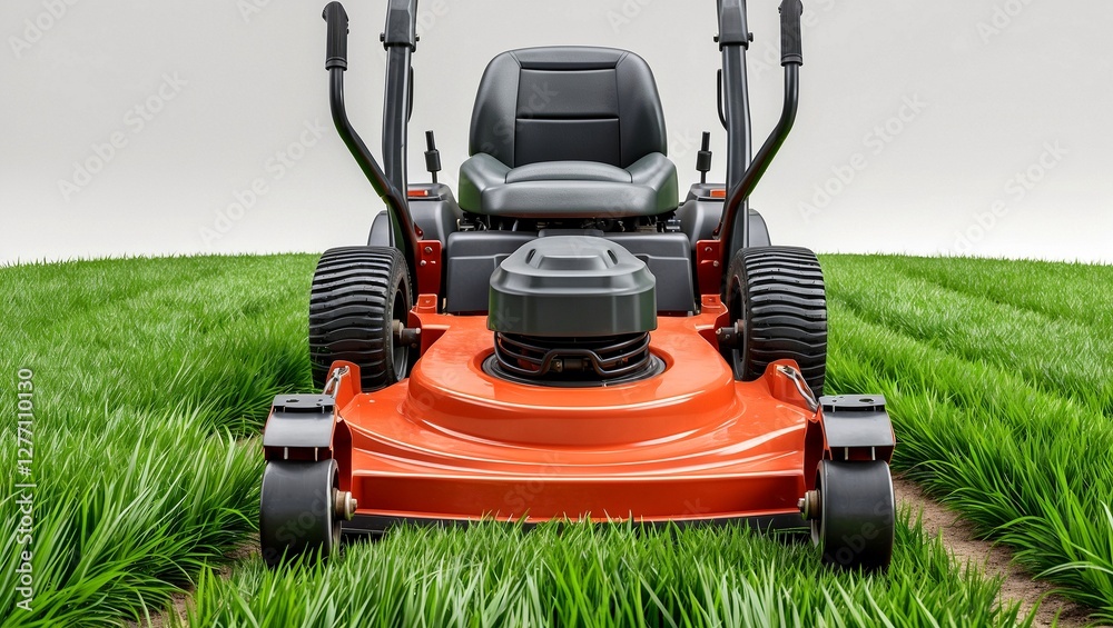 Fototapeta premium Lush green mowed grass isolated on white background