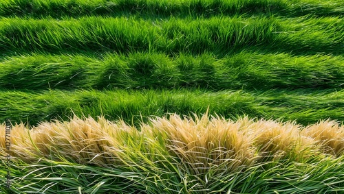 Lush green mowed grass isolated on white background