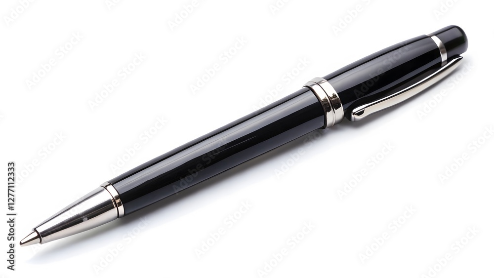 Black Ballpoint Pen on White Background Black Ballpoint Pen on White Background