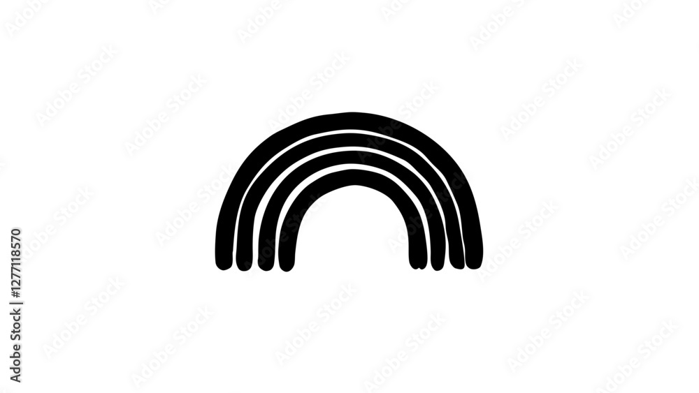 Silhouette of rainbow on white background, abstract symbolism Silhouette of rainbow on white background, abstract symbolism