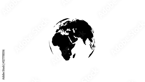 Black and white globe silhouette on white background, global awareness