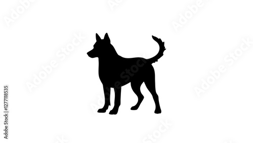 Silhouette of Australian cattle dog on white background, artistic design