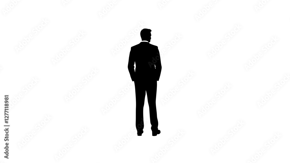 Fototapeta premium Businessman silhouette standing confidently against white background, empowerment