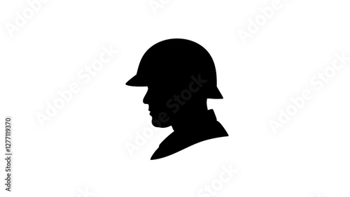 Silhouette of a soldier wearing a helmet, tribute to bravery