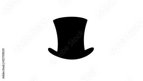 Elegant silhouette of top hat on white background, classic style