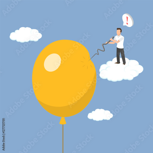3D Isometric Flat Vector Illustration of Strong Economy, Controlling the Inflation