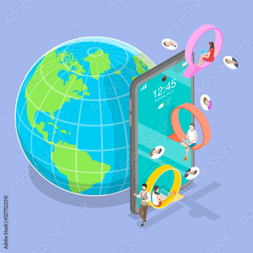 3D Isometric Flat Vector Illustration of Collaboration Tools, Team Management and Productivity