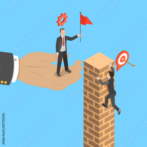 3D Isometric Flat Vector Illustration of Unfair Business World, Bribery and Corruption