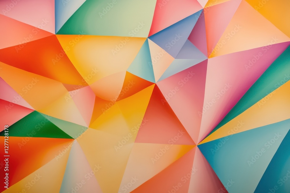 Fototapeta premium Colorful geometric abstract pattern showcasing vibrant triangles in various hues