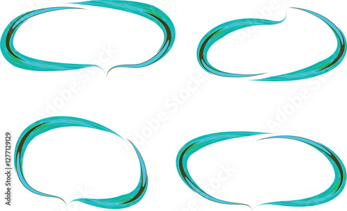 emerald blue colorful creative thick speech bubbles set