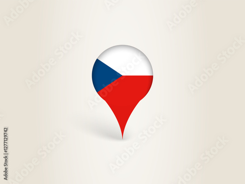 Pin Icon with Czech Republic National Flag. photo