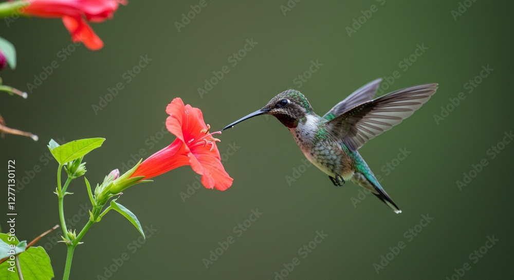 Fototapeta premium hummingbird feeding on flower