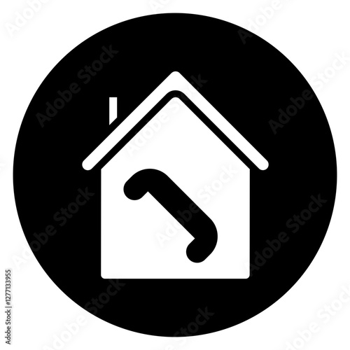 Inverted Bold Circle Real Estate Agency Call Glyph