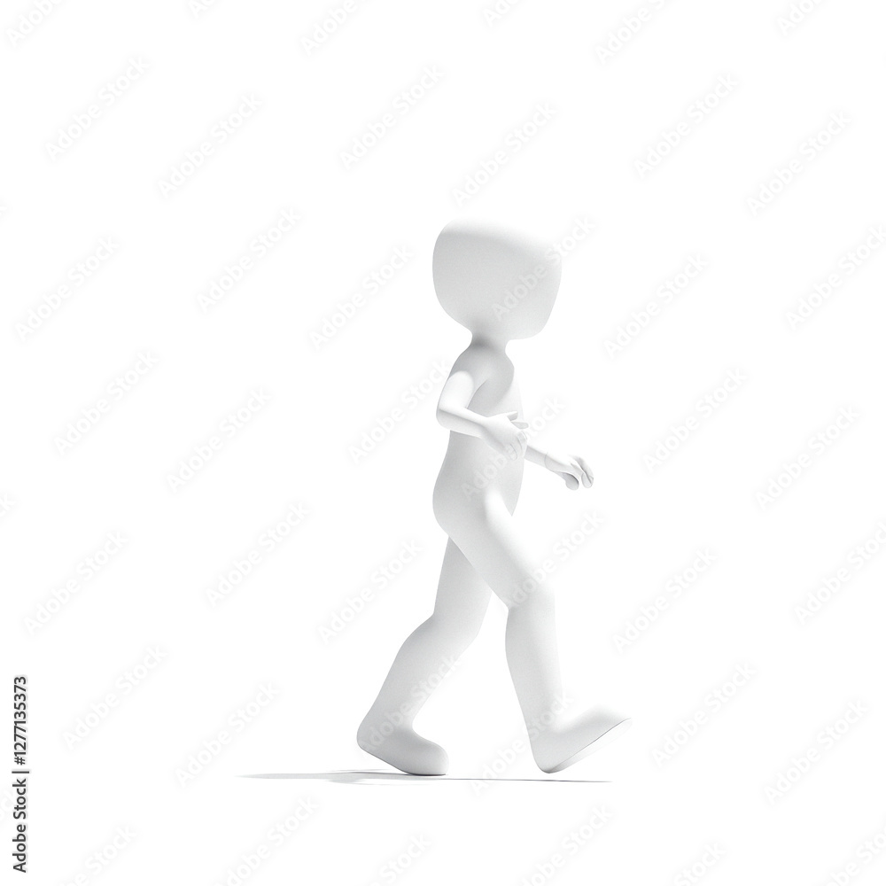 simple 3d rendered white figure in walking motion simple 3d rendered white figure in walking motion