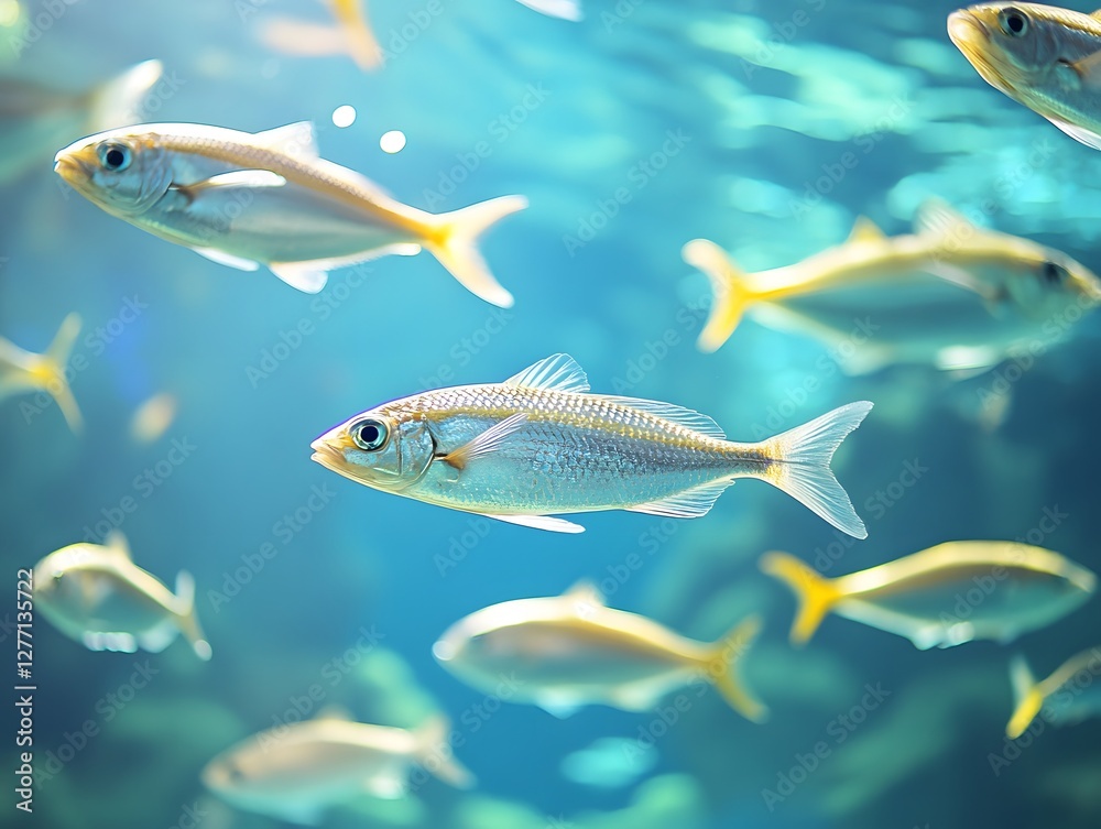 Fototapeta premium A school of sea fish swimming in a clear blue sea