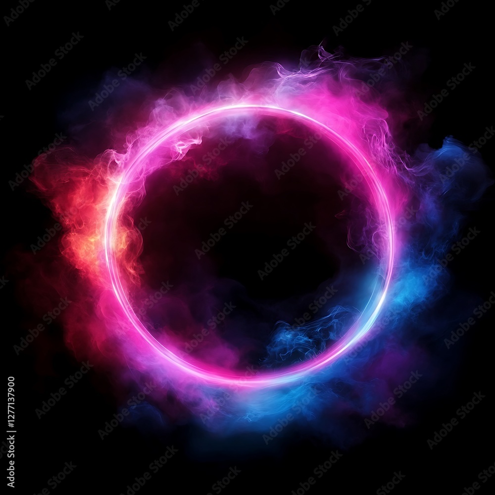 Obraz premium Glowing pink ring with soft green aura image