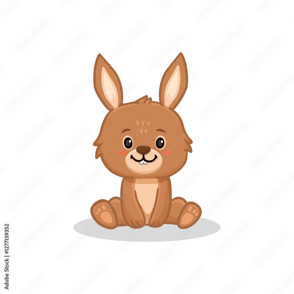 Cute cartoon rabbit isolated on white. Bunny in flat style. Easter bunny. Cute cartoon rabbit isolated on white. Bunny in flat style. Easter bunny.