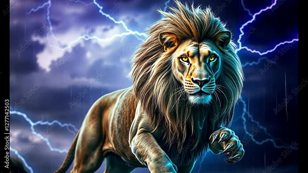 A lion with a lightning bolt A lion with a lightning bolt