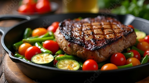 grilled meat with vegetables