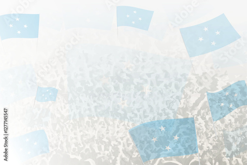 Celebratory Crowd with Micronesia Flags Background