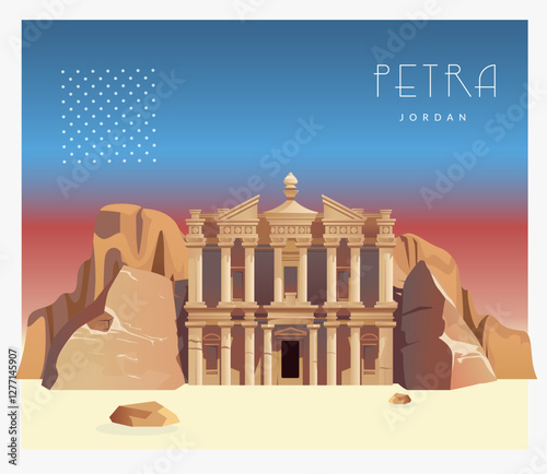 Petra also called the "Rose City" - Stock Illustration