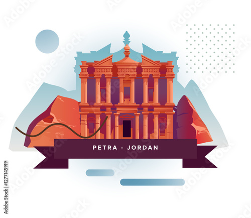 Petra also called the "Rose City" - Stock Illustration