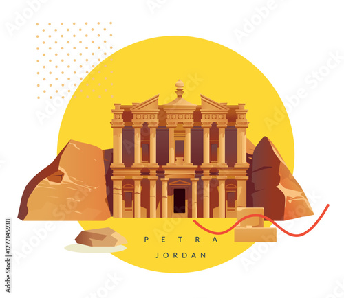 Petra also called the "Rose City" - Stock Illustration