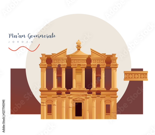 Petra also called the "Rose City" - Stock Illustration
