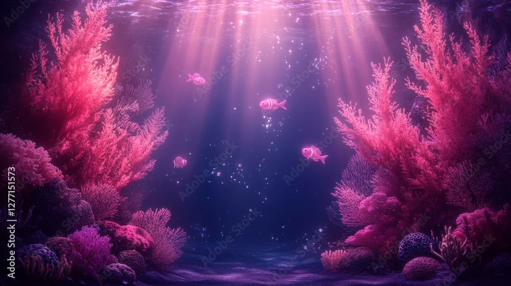 Fototapeta premium Underwater coral reef exploration with colorful fish ocean depths digital art serene environment dynamic perspective