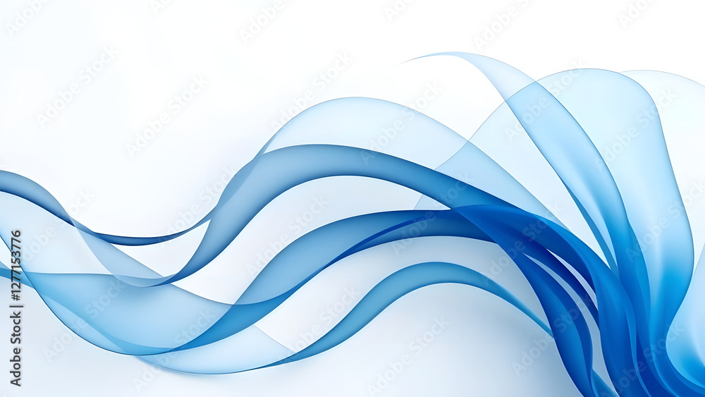 Obraz premium Abstract blue wave with flowing curves and soft smoke-like patterns