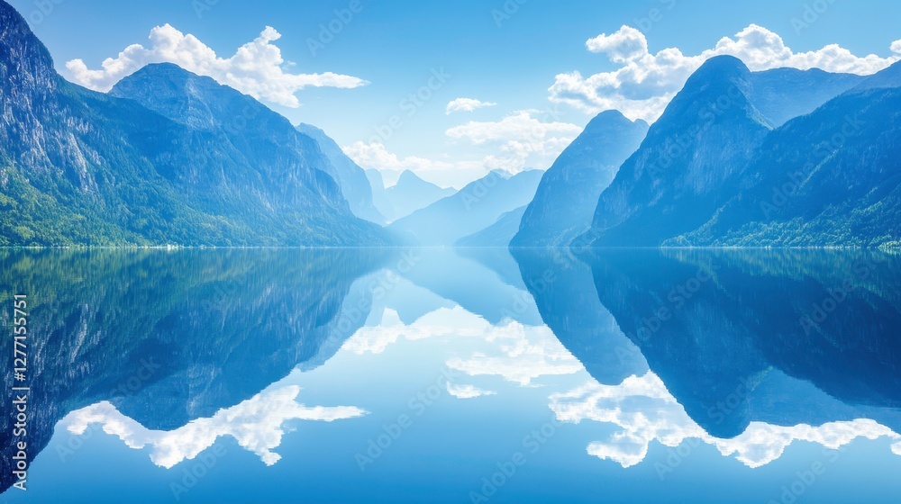 Fototapeta premium Tranquil reflection of majestic mountains serene lake landscape photography natural environment panoramic view