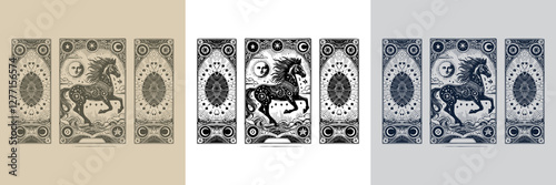nordic horse vector playing card tattoo design
