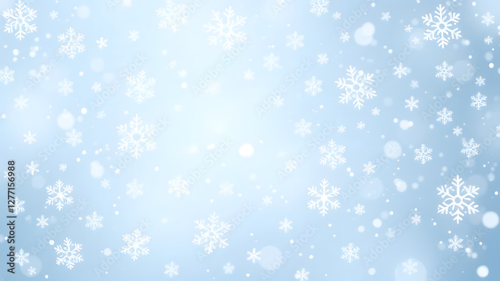 Blue Christmas background with snowflakes and winter decorations Blue Christmas background with snowflakes and winter decorations