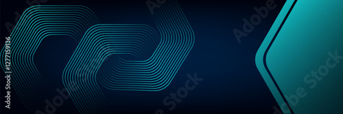 Dark blue abstract background with glowing hexagon geometric lines. Modern shiny blue lines pattern. Futuristic technology concept
