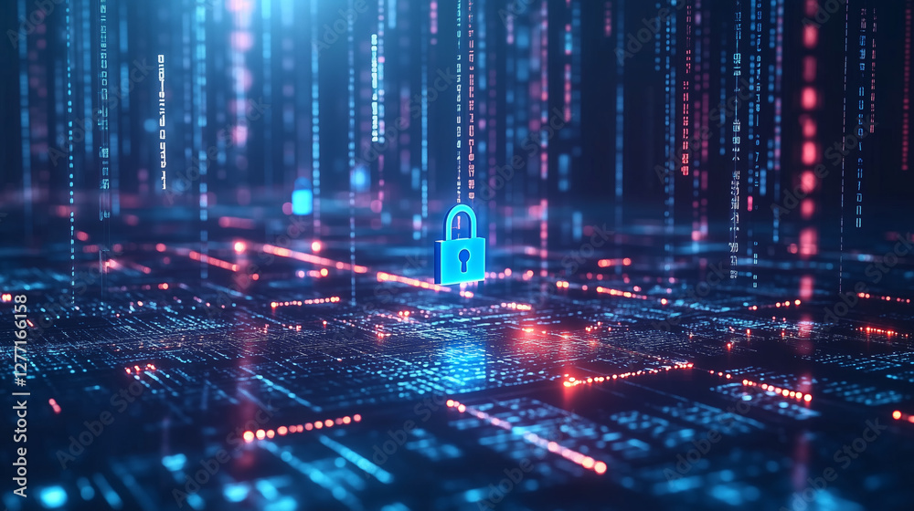 Fototapeta premium Candados sobre código digital que representan ciberseguridad y protección de datos