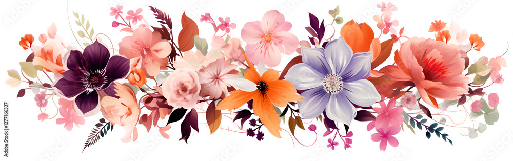 Obraz premium red and yellow flowers isolated on transparent background