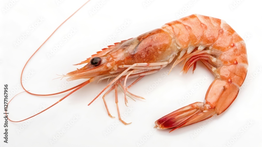 Single Shrimp on White Background Single Shrimp on White Background