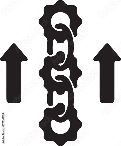 Illustration of a chain with arrows pointing upwards