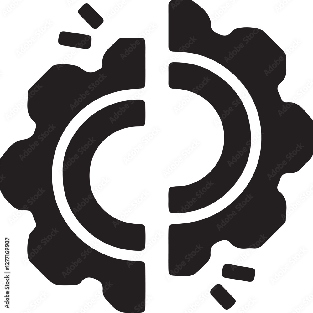 Illustration of a broken gear machine Illustration of a broken gear machine