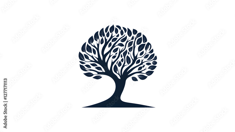 Naklejka premium Logo design of an elegant tree with leaves, vector graphic style