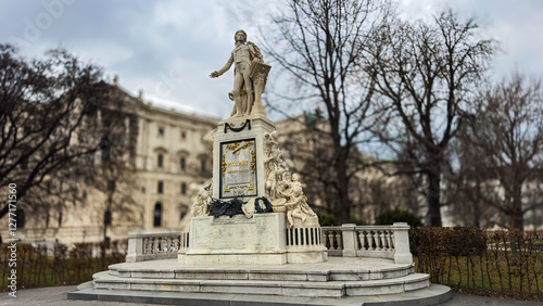 Mozart Statue in Vienna Amidst Autumn Hues