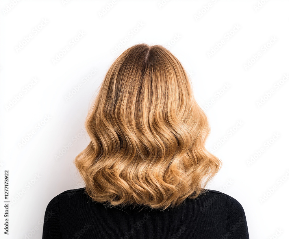 Obraz premium Elegante Frisur mit gewellten, blonden Haaren aus rückseitiger Sicht