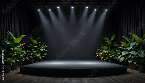 3d render of a modern interior with a spotlight