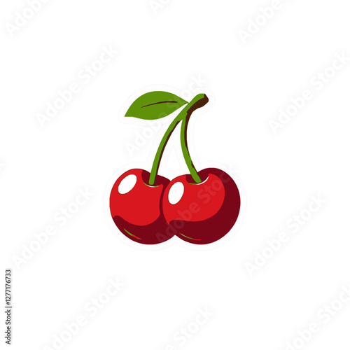Countoured 2D Cartoon Cherry - Vector Element