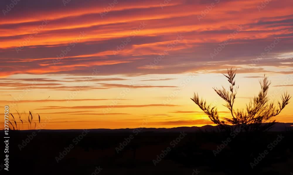 colorful african sunset view behind acacia tree colorful african sunset view behind acacia tree