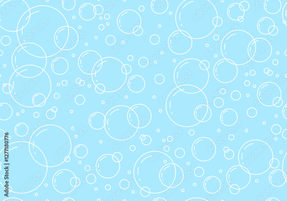 Bubbles vector seamless pattern. Soap texture. Fizzy water background, abstract effervescent effect wallpaper. Air bubbles in water seamless pattern. Cute background with flying soap bubbles