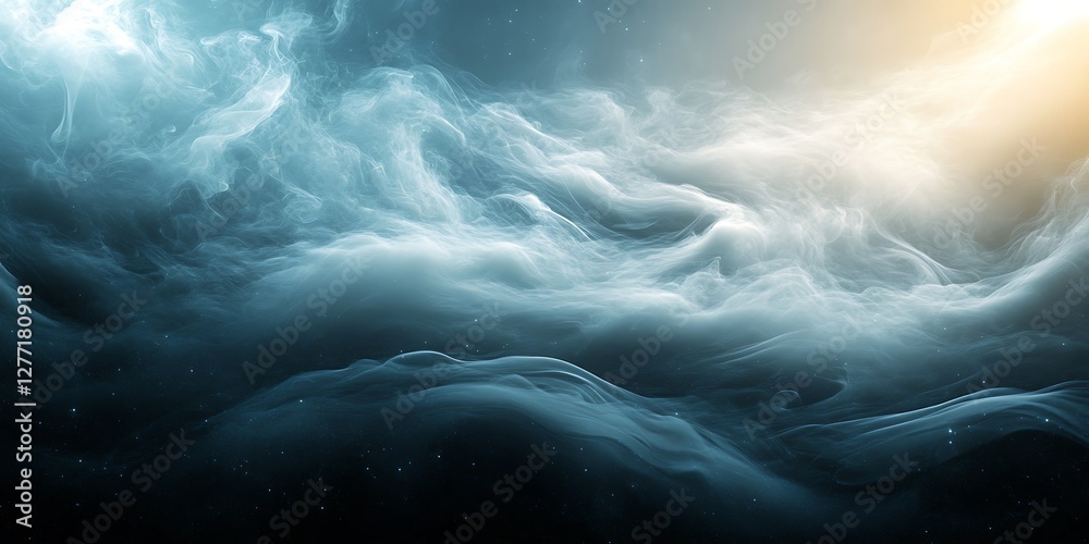 Fototapeta premium Abstract swirling clouds, celestial light, cosmic background, digital art, space, wallpaper