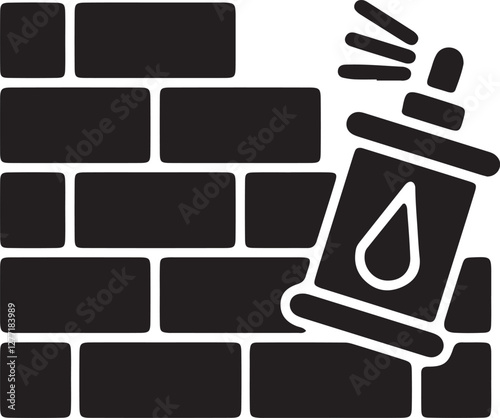 An illustration of a wall being sprayed with a car spray gun
